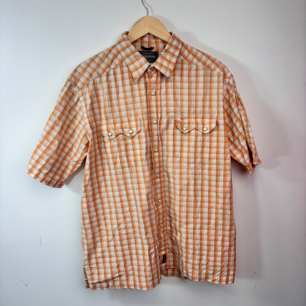 Rough Stock Panhandle Slim Plaid Pearl Snap Western Cowboy Shirt L